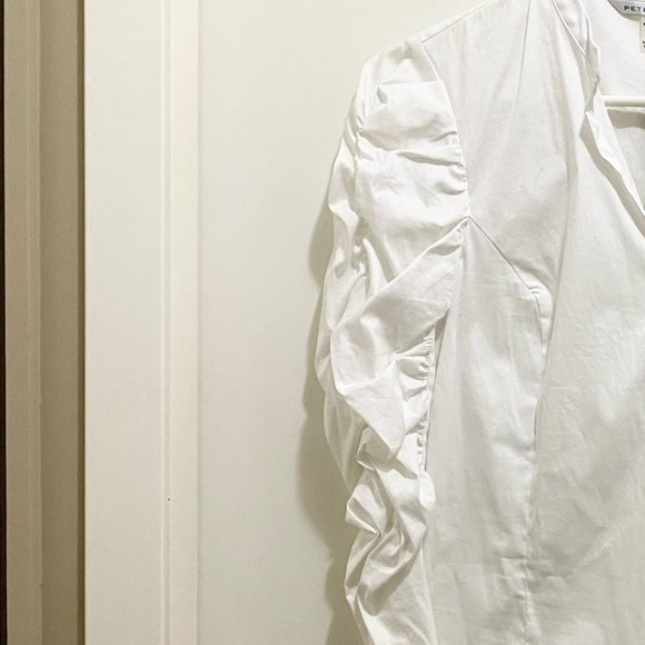 NWT Peter Nygard Button Blouse Pouf Sleeves White 6 - Picture 5 of 8